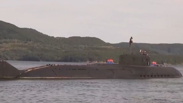 A Russian submarine at the Northern Sea Route, Sept. 19, 2023.