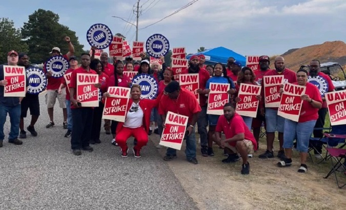 UAW workers on strike, Sept. 20, 2023.
