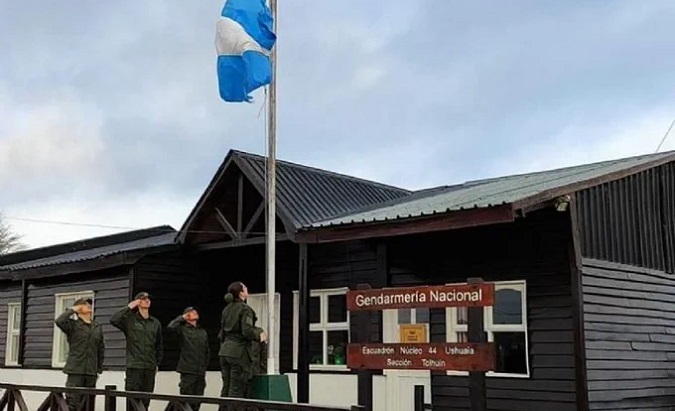 Gendarmerie members pay tribute to those killed in the Malvinas War, Sept. 24, 2023.