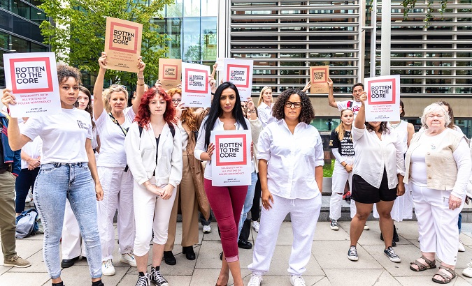 Women's Equality Party rally in solidarity with victims of police misconduct, UK., 2023.