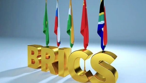 Flags of the BRICS countries.