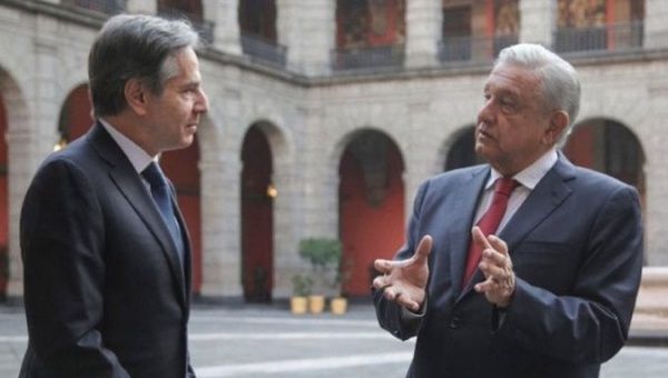 U.S. Secretary of State Antony Blinken (L) & Mexican President Andres Manuel Lopez Obrador (R).