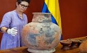 Las piezas llegaron a  bordo del Buque Gloria, a Cartagena,  de esta forma restituir la memoria colectiva de nuestros pueblos originarios.