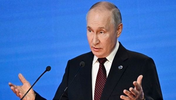 Russian President Vladimir Putin at the Valdai Debating Club in Sochi. Oct. 5, 2023. 