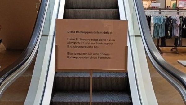 Escalator turned off to reduce energy consumption in Germany, 2023.