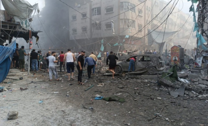 Havoc of Israeli bombings in Gaza, Oct. 9, 2023.