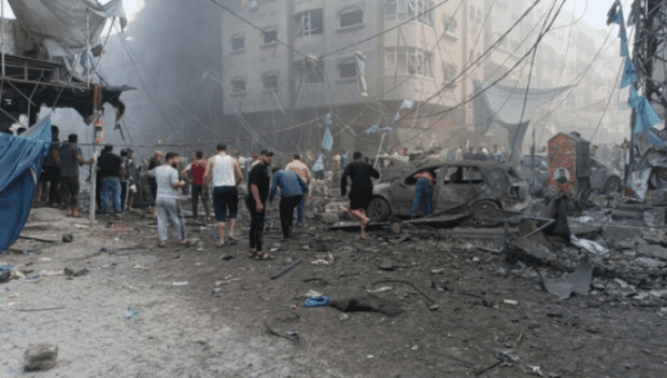 Havoc of Israeli bombings in Gaza, Oct. 9, 2023.