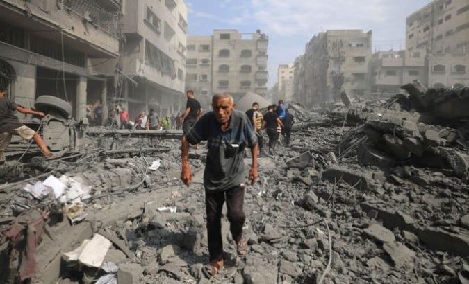 Devastation caused by Israeli bombings in Gaza, Oct. 10, 2023.