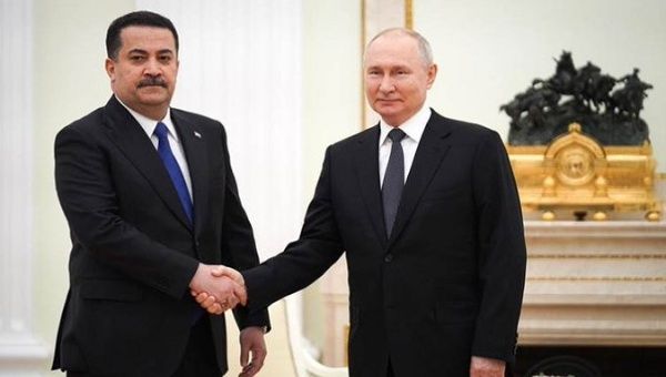 Russian President Vladimir Putin and Iraqi Prime Minister Mohammed Shia' Al Sudani held a meeting in the Kremlin. Oct. 10, 2023. 
