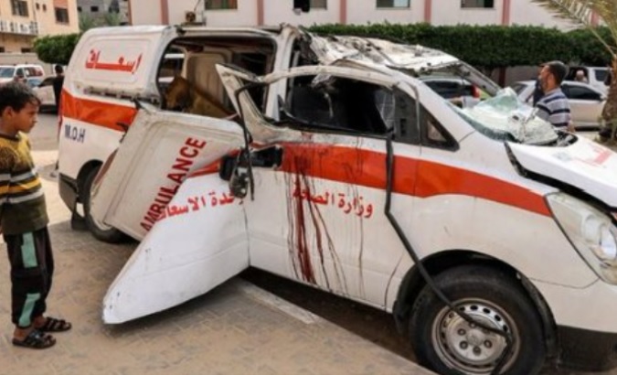 Red Crescent paramedics killed in Israeli airstrike in Gaza, Oct. 11, 2023.