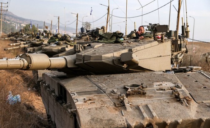 Israel tanks along the north of the Israel-Lebanon border, Oct. 11, 2023.