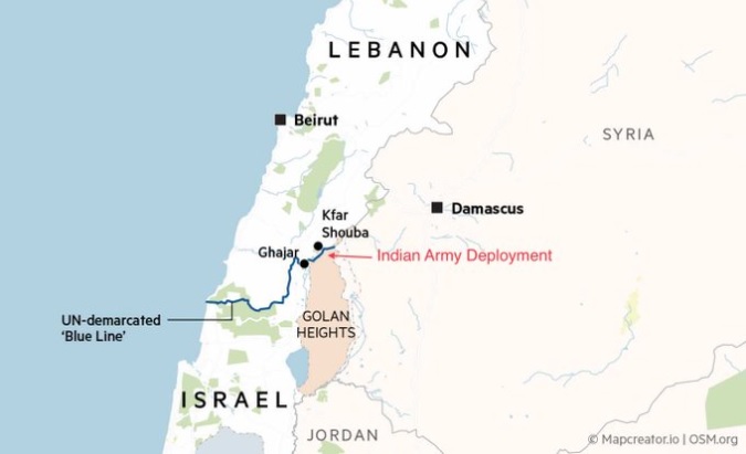 Position of the Blue Line on the border between Israel and Lebanon.