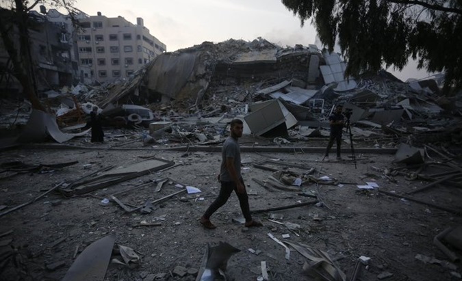 UNRWA facilities destroyed by the Israeli bombing, Gaza, Oct. 22, 2023.