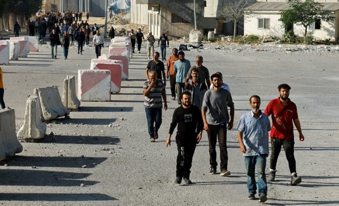 Palestinian workers being expelled to Gaza, Nov. 3, 2023.