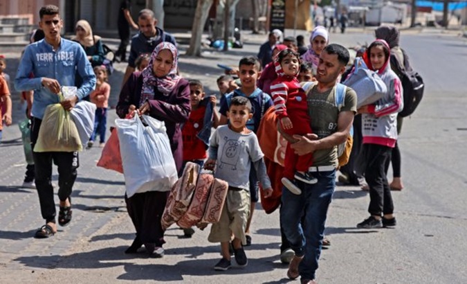 Palestinians displaced by Israeli bombings in Gaza, Nov. 2023.