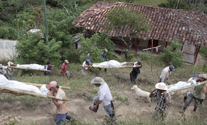 File photo of the massacre in San Roque, Colombia.