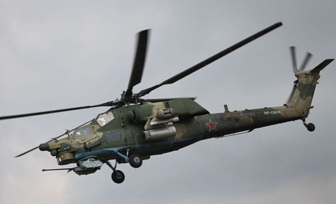 A Mil Mi-28 attack helicopter.