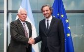 European Commision VP Josep Borrell (L) and Argentine FM Santiago Cafiero (R).
