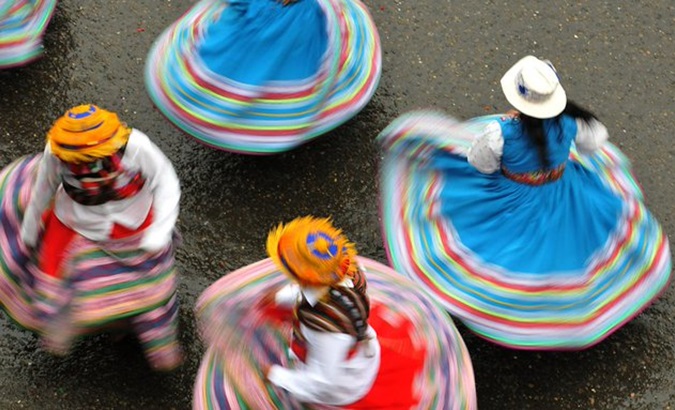 Women dancing at the Ch'utillos festival in Potosi, Bolivia.