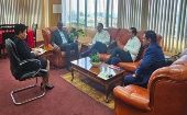 Venezuelan Foreign Minister Yvan Gil in a meeting with the Prime Minister of Dominica and President pro tempore of Caricom, Roosevelt Skerrit. Dec. 7, 2023. 
