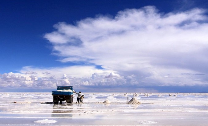 View of a salt lakes in Bolivia.
