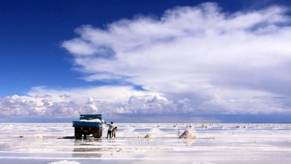 View of a salt lakes in Bolivia.