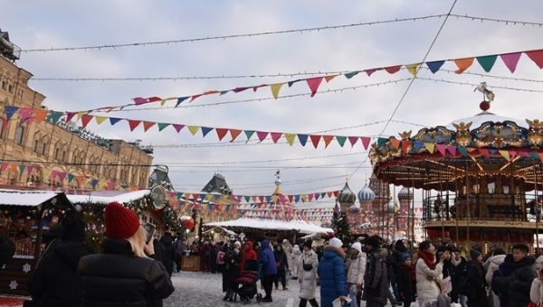 Christmas market in Moscow, Russia, Dec. 2, 2023.
