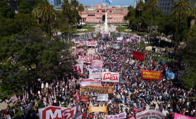 Protests against President Javier Milei, Buenos Aires, Argentina, Dec. 2023.