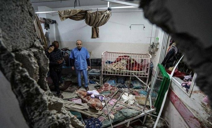 An image of the Nasser Medical Complex in southern Gaza, Dec. 2023.,