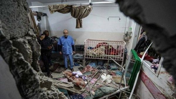 An image of the Nasser Medical Complex in southern Gaza, Dec. 2023.,
