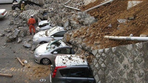 Cars destroyed by the earthquake in Japan, January 1, 2024