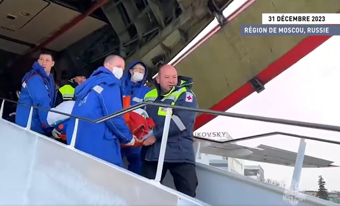Victims of the bombardment in Belgorod were transported by plane, Dec. 31, 2023.
