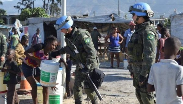Brazilian soldiers on a UN blue helmet mission in Haiti.