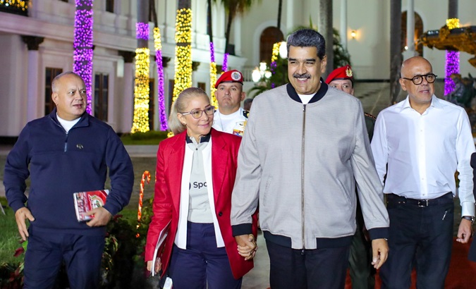 Venezuelan President Nicolas Maduro (C) entering the National Assembly, Jan. 5, 2024.