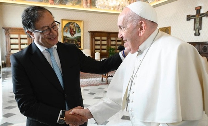 Colombian President Gustavo Petro (L) & Pope Francis (R), Jan. 19, 2024.