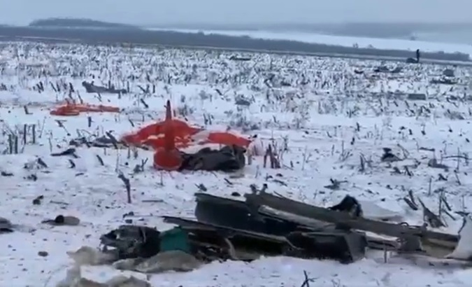 Some remains of the Il-76 military transport aircraft knocked down by Ukrainian missiles, Jan. 24, 2024.