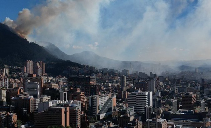 Forest fire in the eastern hills of Bogota, Colombia, Jan. 24, 2023.