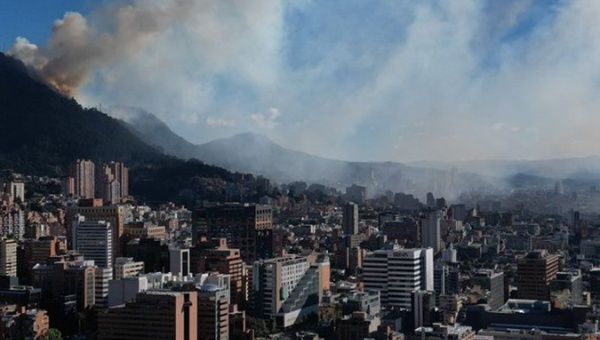 Forest fire in the eastern hills of Bogota, Colombia, Jan. 24, 2023.