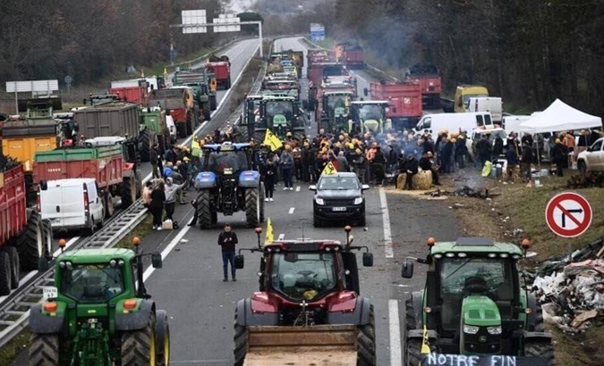 Farmers protesting in Belgium, Jan. 31, 2024.