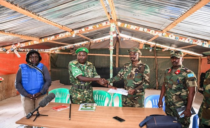 ATMIS troops handed over 7 Forward Operating Bases (FOBs) to the Federal Government of Somalia. Feb. 2, 2024.