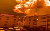 A video posted on social media showed a huge fire raging close to blocks of flats. Feb. 2, 2024. 