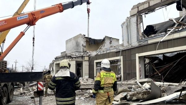Bakery bombed by Ukrainian forces in Lisichansk,Feb. 4, 2024.