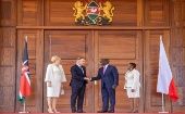 Kenyan President William Ruto signed a memorandum of understanding with his on visiting Polish counterpart Andrzej Duda. Feb. 6, 2024. 