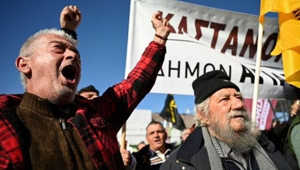 Greek farmers protesting, Feb. 9, 2024.
