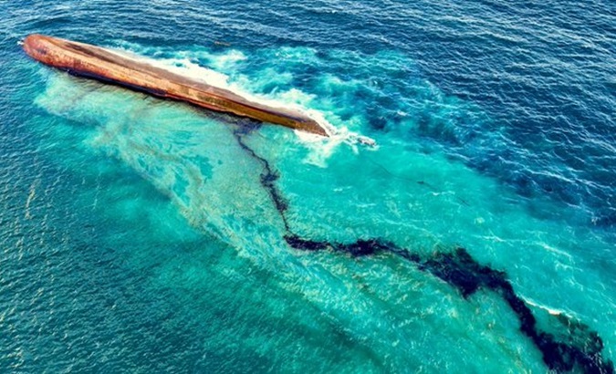 Oil spill off Trinidad and Tobago, Feb. 15, 2024.