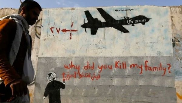 An anti-war graffiti in Yemen, 2024.