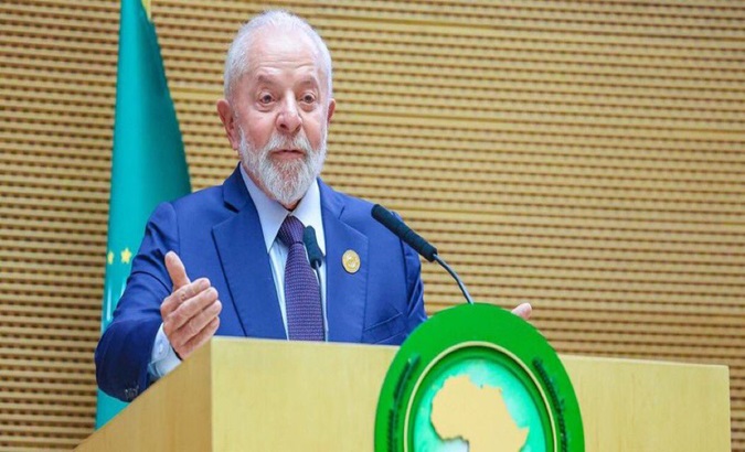 Brazilian President Luiz Inácio Lula da Silva at the 37th Ordinary Session of the Assembly of Heads of State and Government of the African Union. Feb. 19, 2024.