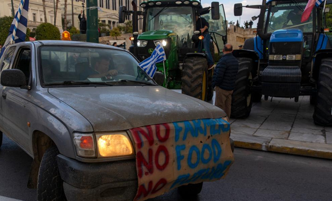 Greek farmers take part in a protest in Athens, Greece, on Feb. 20, 2024.