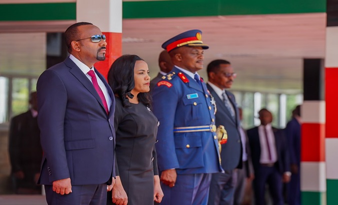 Prime Minister Abiy Ahmed and First Lady Zinash Tayachew leave Nairobi, Kenya, after a two-day state visit. Feb. 29, 2024.