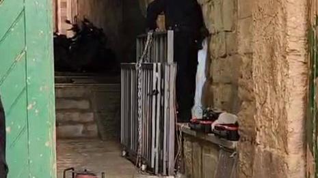 Barriers in the entrance of the Al-Aqsa Mosque, March 14, 2024